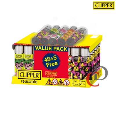 CLIPPER LIGHTER PRINTED LARGE 48CT+5CT/ DISPLAY - ROLL UP
